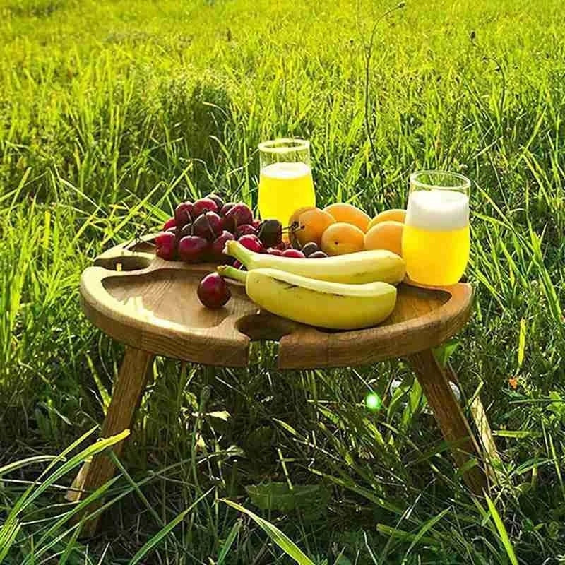 Wooden Round hand-folding Wine Table