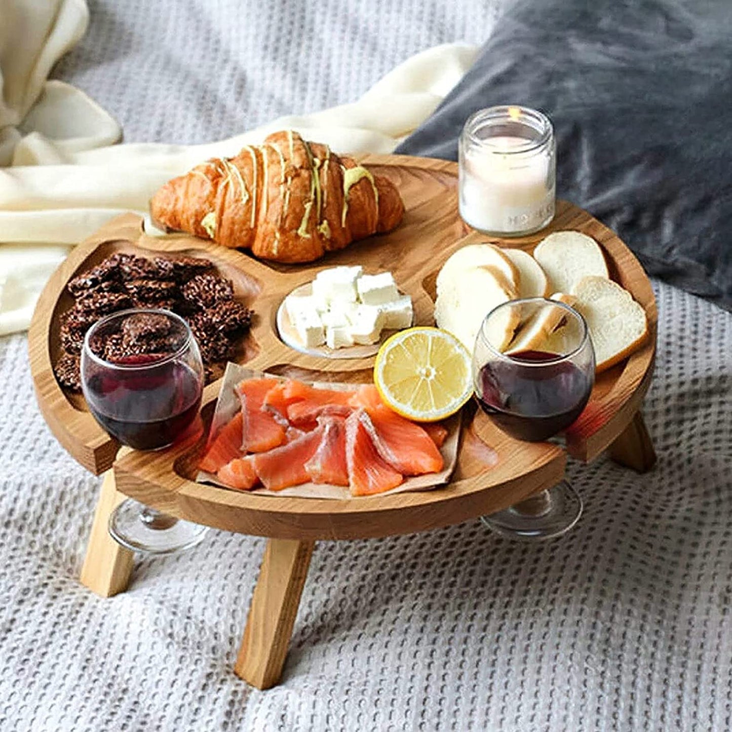 Wooden Round hand-folding Wine Table