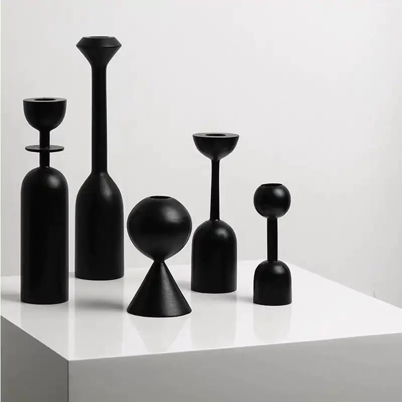 Modern Black Candlestick Set